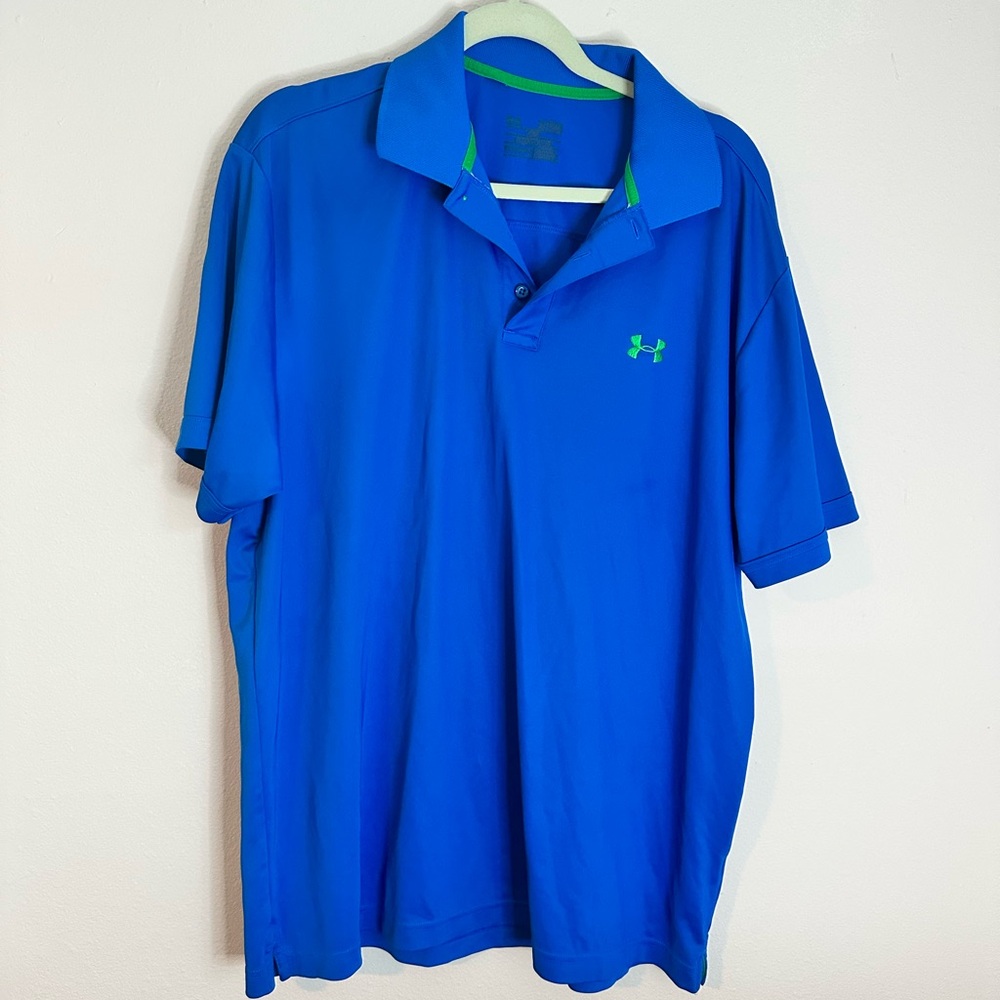 Under Armour Men’s Royal Blue Polo with Green Logo